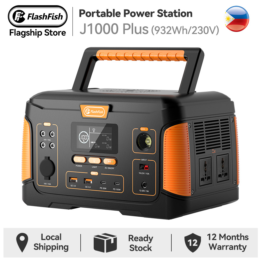 FlashFish Power Station J1000 932Wh/1000W 220-240V 50hz/60hz Solar Generator Power Supply Portable Power Staion for Household Picnic Outdoor Camping