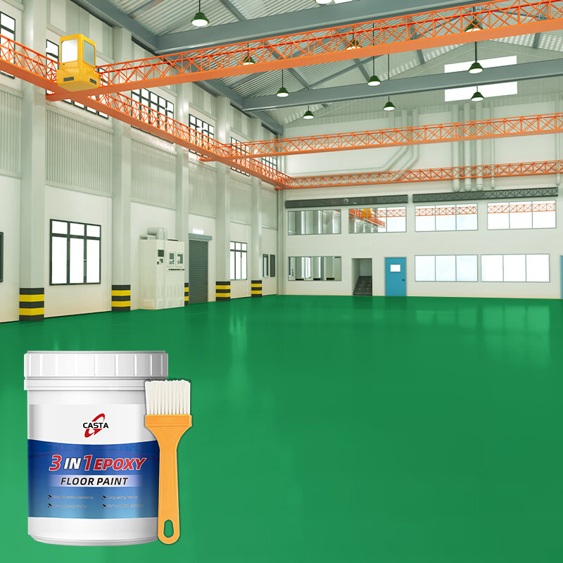 👉1KG👉3 In 1 Water-Based Epoxy Floor Paint, Wear-Resistant Waterproof Floor Paint, Warehouse Workshop Garage Cement Floor Paint, Home Use Resin Paint - Image 3