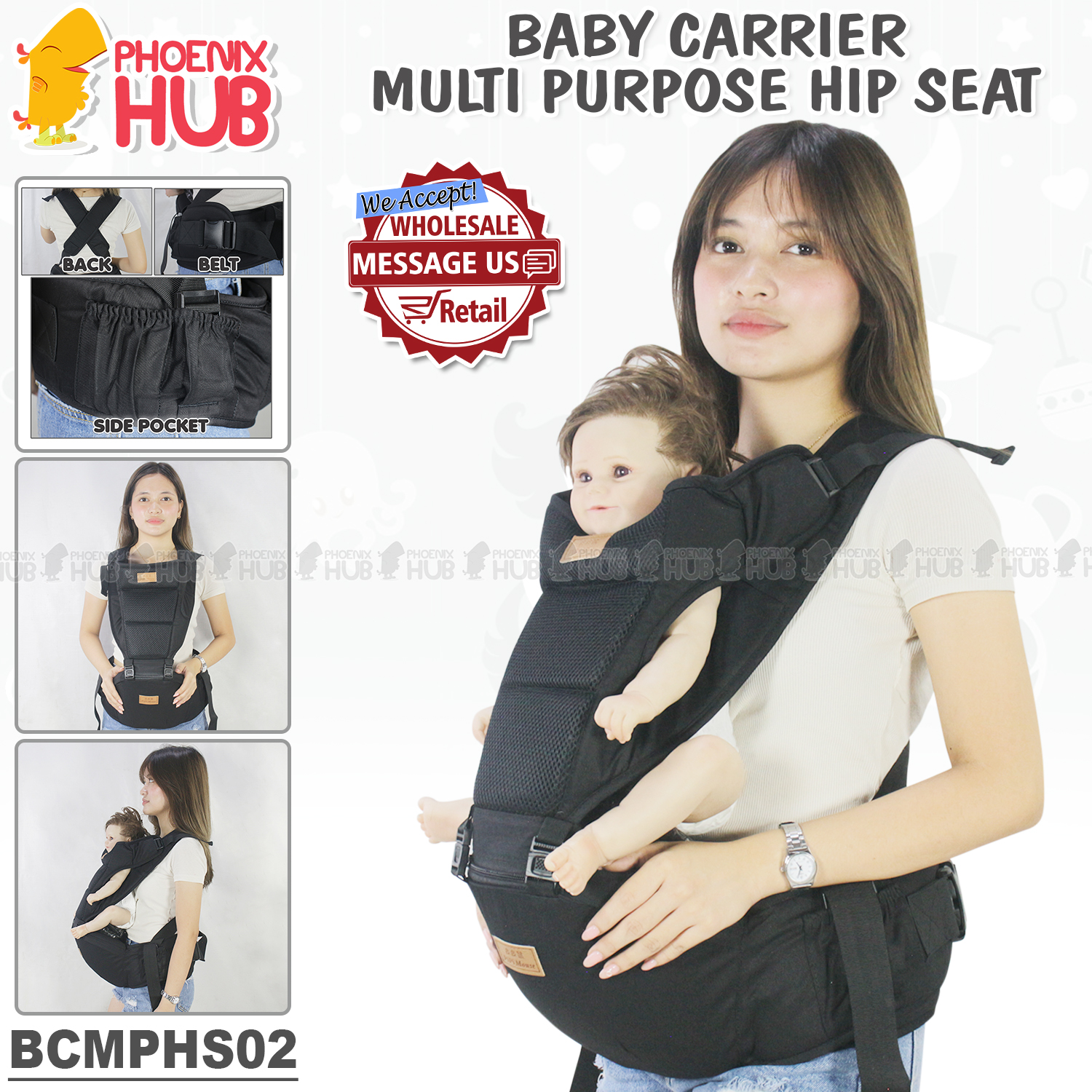 Phoenix Hub BCMPHS02 Baby Carrier With Hip Seat Carrier For Baby Carrier For Baby Bag Infant Kid Hipseat Kids Sling Lazada PH