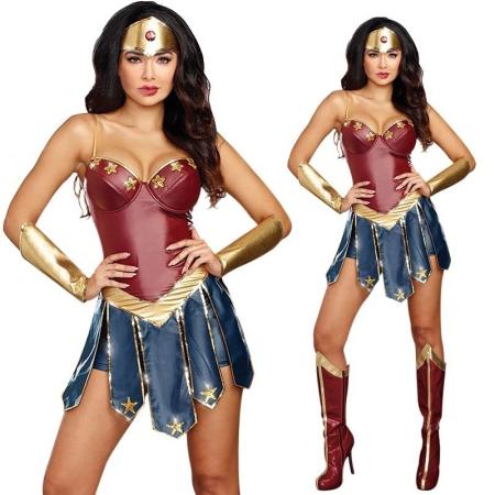 Adult Leatherette Wonder Woman Costume Adult Suit Cosplay for Woman Halloween Costumes