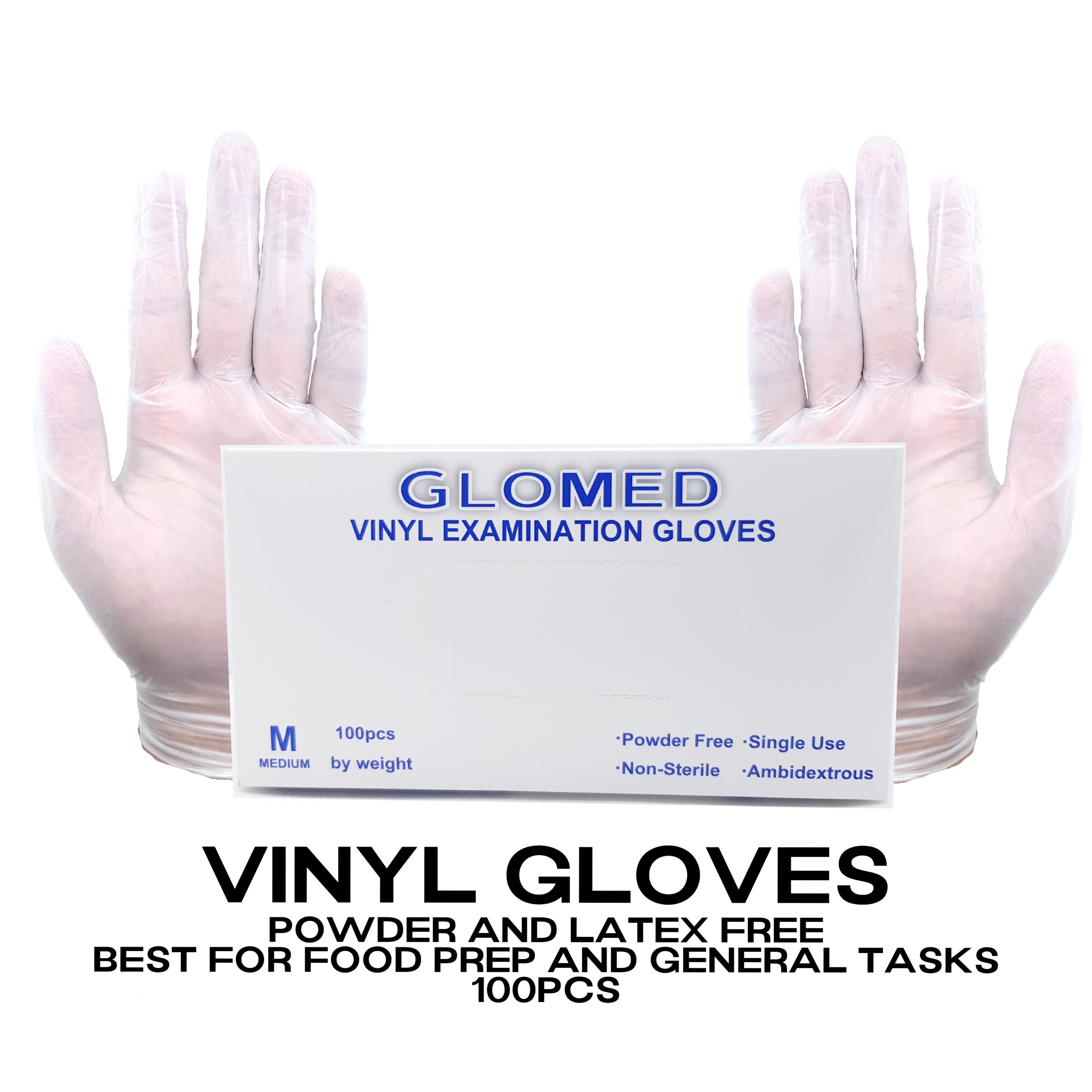 glomed vinyl examination gloves