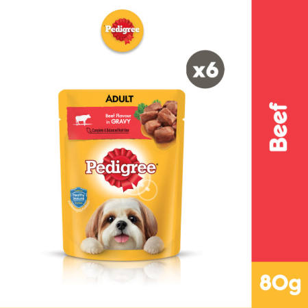 PEDIGREE® Roasted Beef Chunks Dog Food, Pack of 6