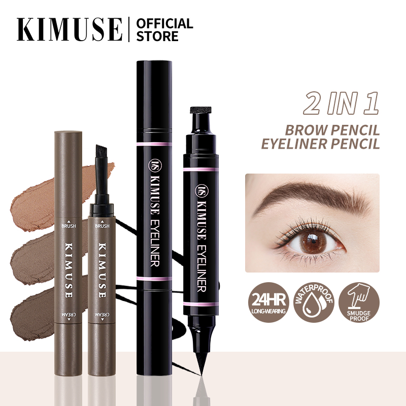 Discount on KIMUSE  shoes - SKU: KIMUSE 2 Pcs/Set Double Head Waterproof Eyeliner + 2 IN 1 Pomade Brow Pencil Makeup Set