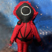 Handmade Mini Size Red Squid Game Real Spirit Voodoo Doll Authentic Genuine Herbs Inside Cloth Fabric Love Health Protection Money Meditation Positivity Nocturnal Spooky Magic Sympathetic Magic Halloween Witchcraft Ritual Healing Spell Kit