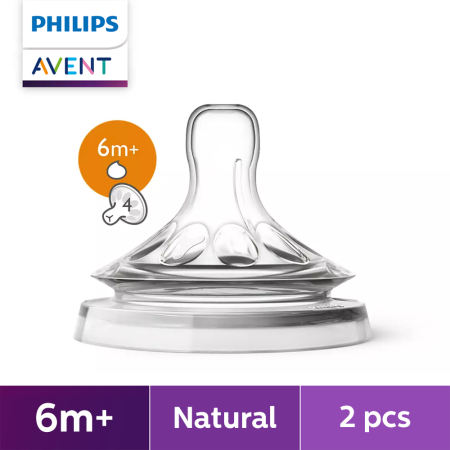 Philips AVENT 6m+ Natural Thick Feed Flow Nipples, 2-pack