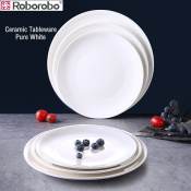 Roborobo Pure White Ceramic Tableware Set, 6/8/10 inch plates