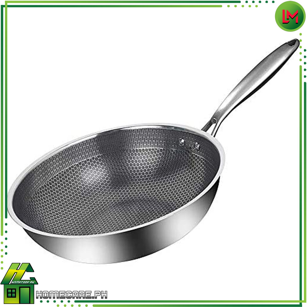 AUNeed PH, Stainless Steel Honeycomb Wok Pan/Frying Pan Non Stick Frying  Sauce Pan Scratchproof