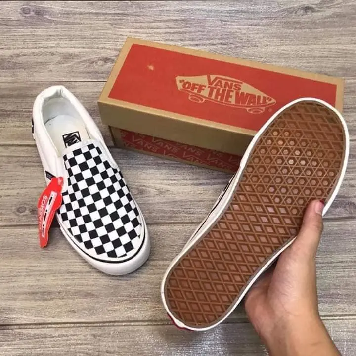 checkered vans womens slip on