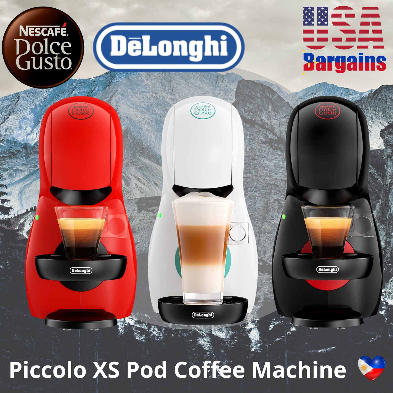 DeLonghi Dolce Gusto Piccolo XS Coffee Machine, Espresso/Cappuccino