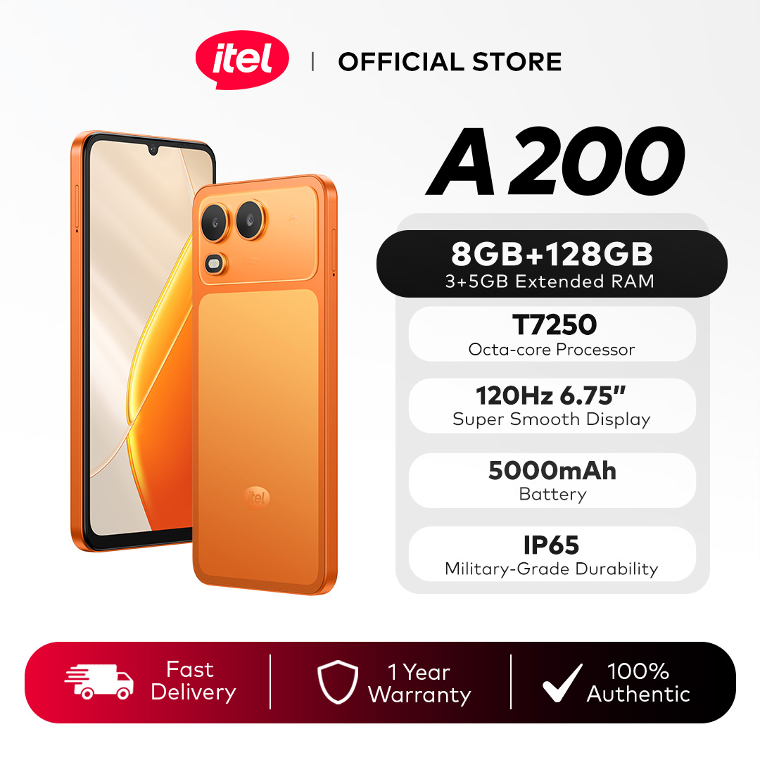 [NEW] itel A200 (3+5GB Extended RAM) + 128GB ROM / Power-efficient Octa-core Processor / 120Hz 6.75" Display / 5000mAh / IP65