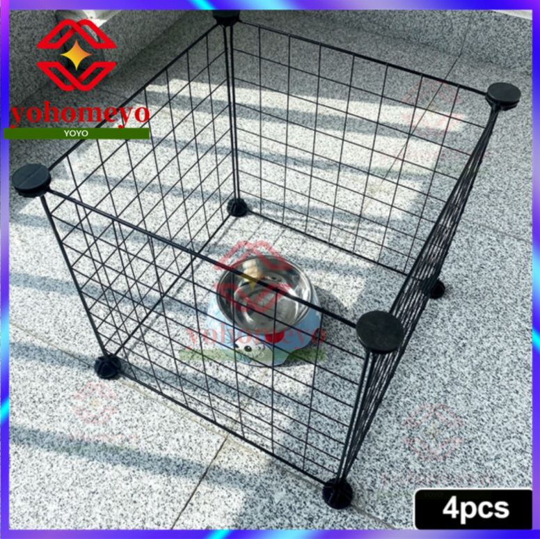 【Fast Delivery】Pet New Land .DIY Metal Dog Cage Stackable Pet Cat Rabbit Cage Pet Black Frame Steel Metal Wire Kennel Extendable Pet Fence for Indoor and outdoor - Image 4