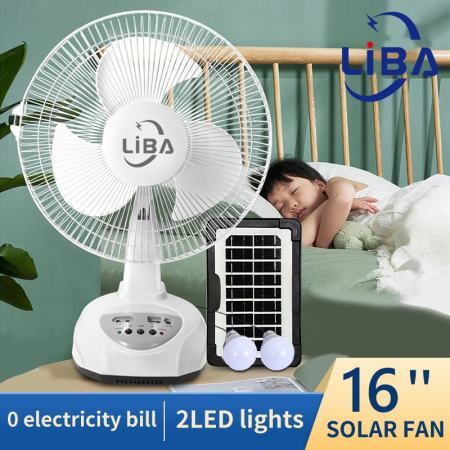 LIBA Solar Electric Fan with LED Lights