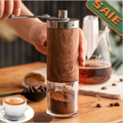 Handmade Portable Coffee Grinder - Stainless Steel & Wood Grain