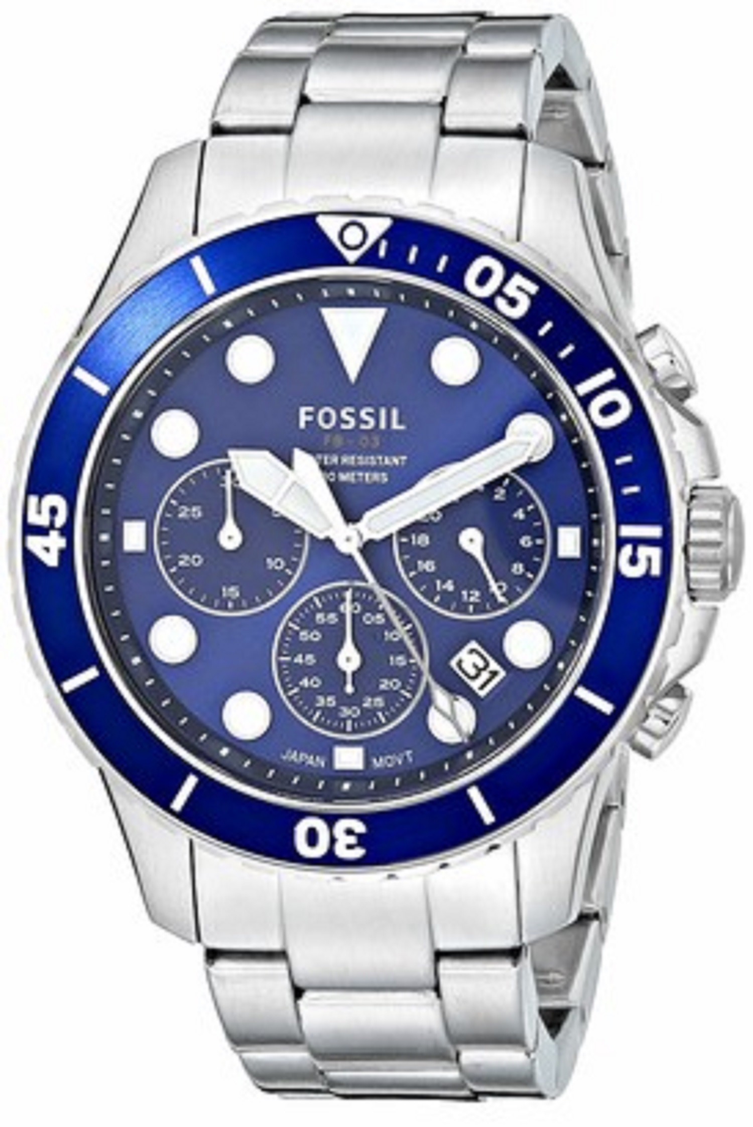 Fossil Chronograph Stainless Steel Men's Watch Silver Tone Blue Dial FS5727  | Lazada PH