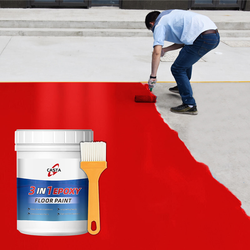 👉1KG👉3 In 1 Water-Based Epoxy Floor Paint, Wear-Resistant Waterproof, Self-Leveling Cement Floor Paint, Floor Paint, Indoor And Outdoor Home Use - Image 3