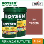 Boysen Permacoat Flat Latex Tile Red Acrylic Paint - 1L
