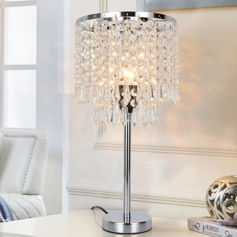Modern Elegant Bedside Gold Crystal, Elegant Crystal Table Lamps