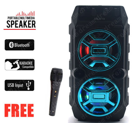 Karaoke Bluetooth Speaker with Free Mic, Super Bass, USB/SD/BT/FM