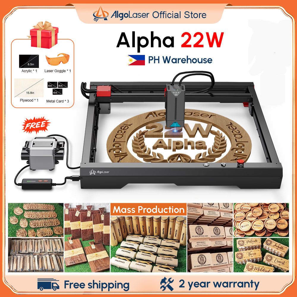 Local Warehouse 2 Years Warranty 22W Algolaser Alpha Laser Engraving & Cutting Machine 20,000mm/min for wood acrylic stainless steel MDF Banboo cutting