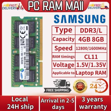 Samsung DDR3L Laptop RAM - 4GB/8GB 1600MHz SODIM