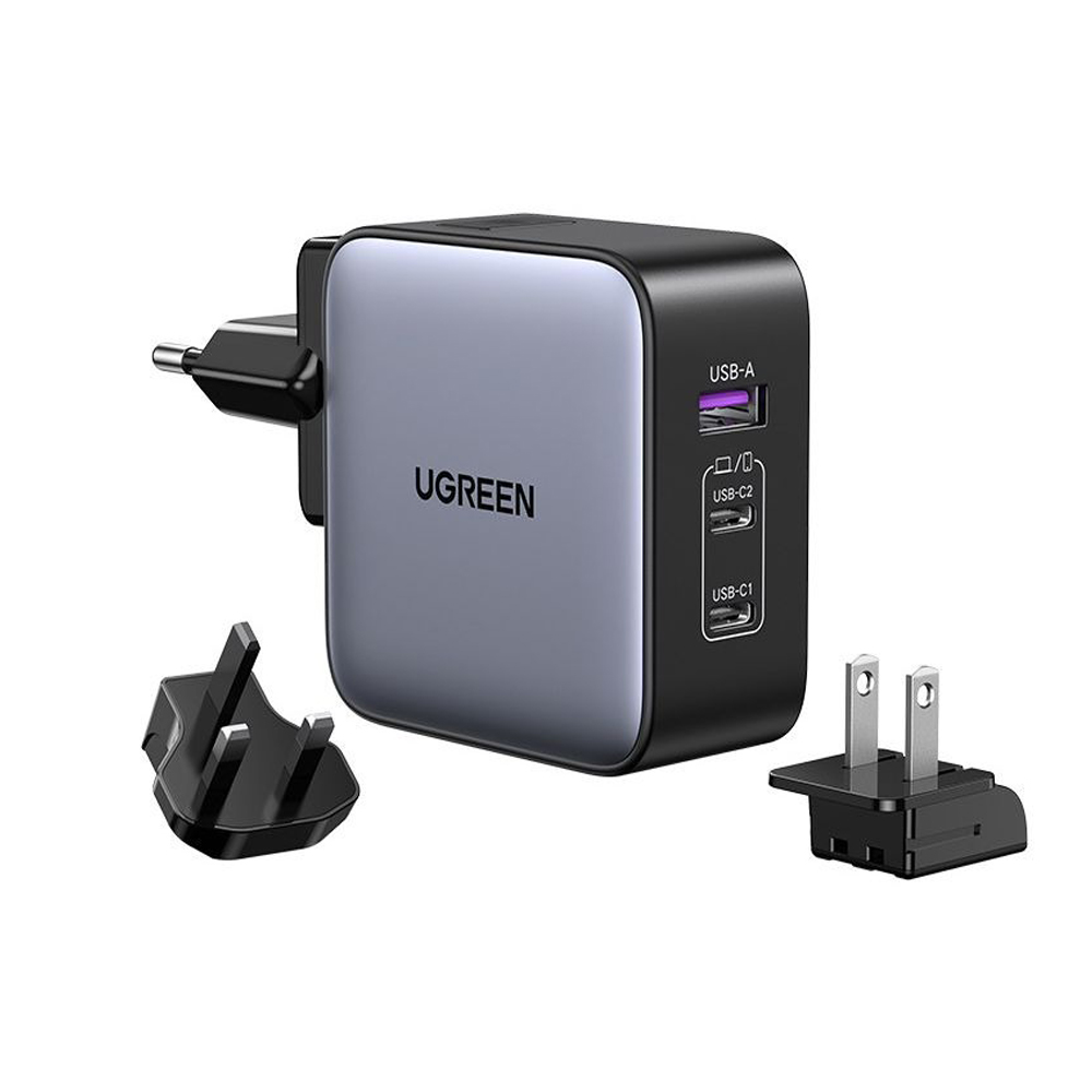 UGREEN USB C Charger 65W, 3 in 1 PD Fast Wall Charger for iPhone, iPad,  MacBook, Galaxy, White 