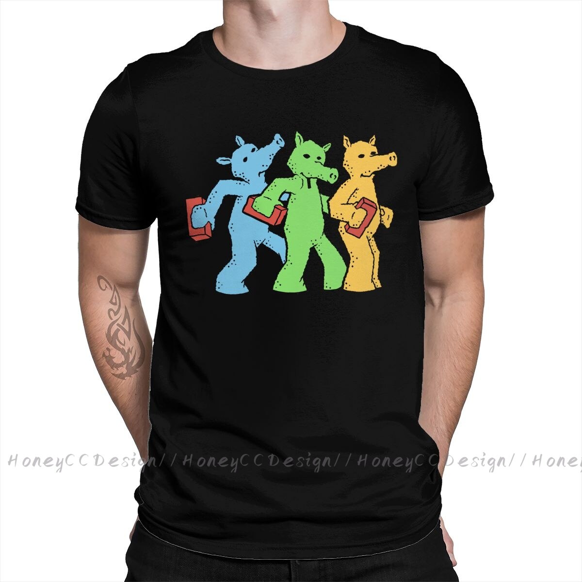 Grateful Dead Dancing Bears Gothic Text T-Shirt