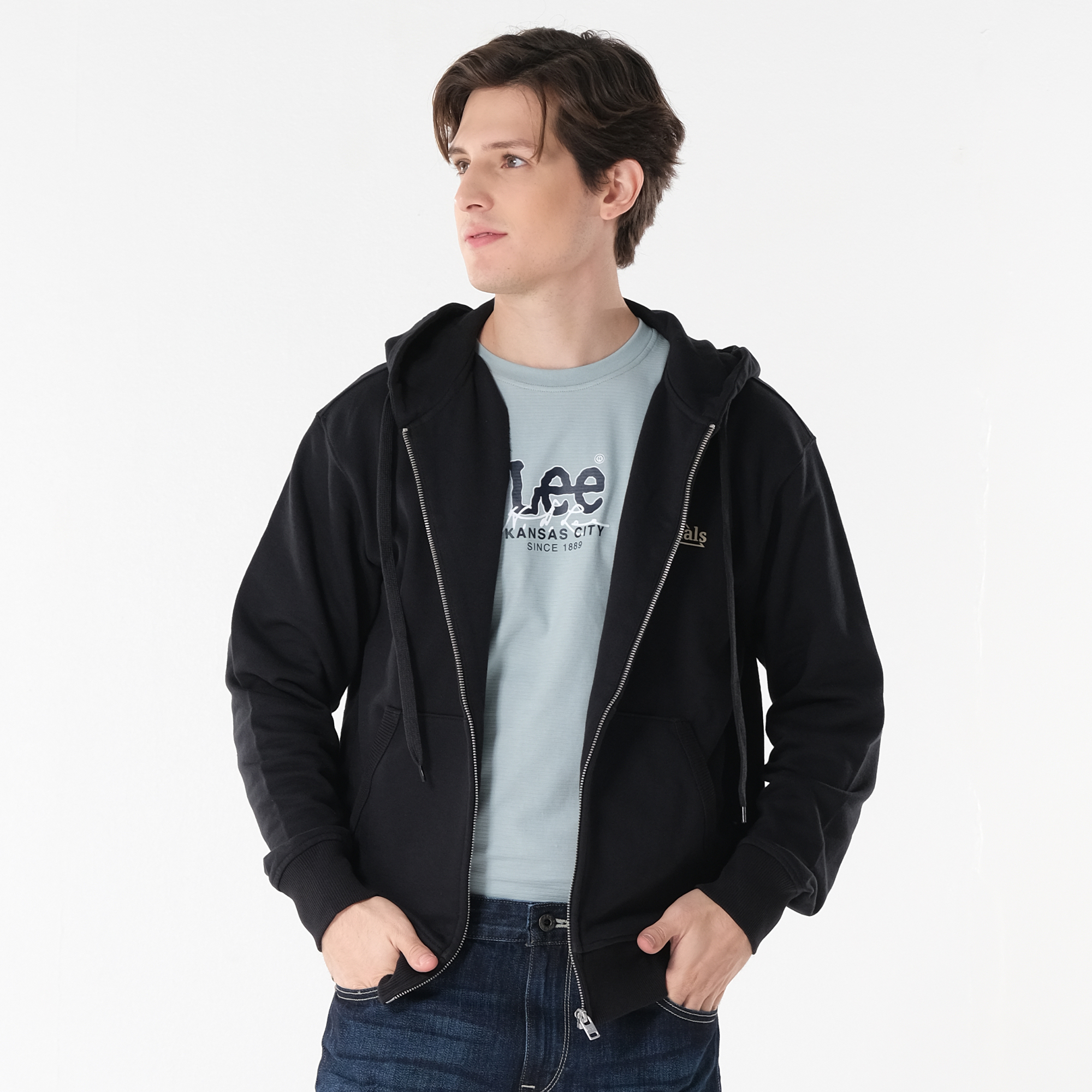 XLARGE×Lee OVERDYED DENIM HOODED JACKET Lee OVERDYED DENIM