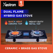 Astron Dual Flame Gas Stove with Tempered Glass Top