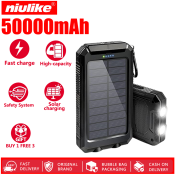 Original 50000mAh Solar PowerBank - Quick Charge, Waterproof, Portable