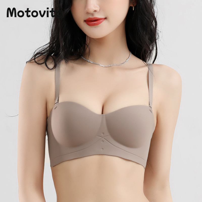 Motovita Seamless Half Cup Bra Small Chest Push Up Brassiere Strapless Comfortable Wireless Underwear