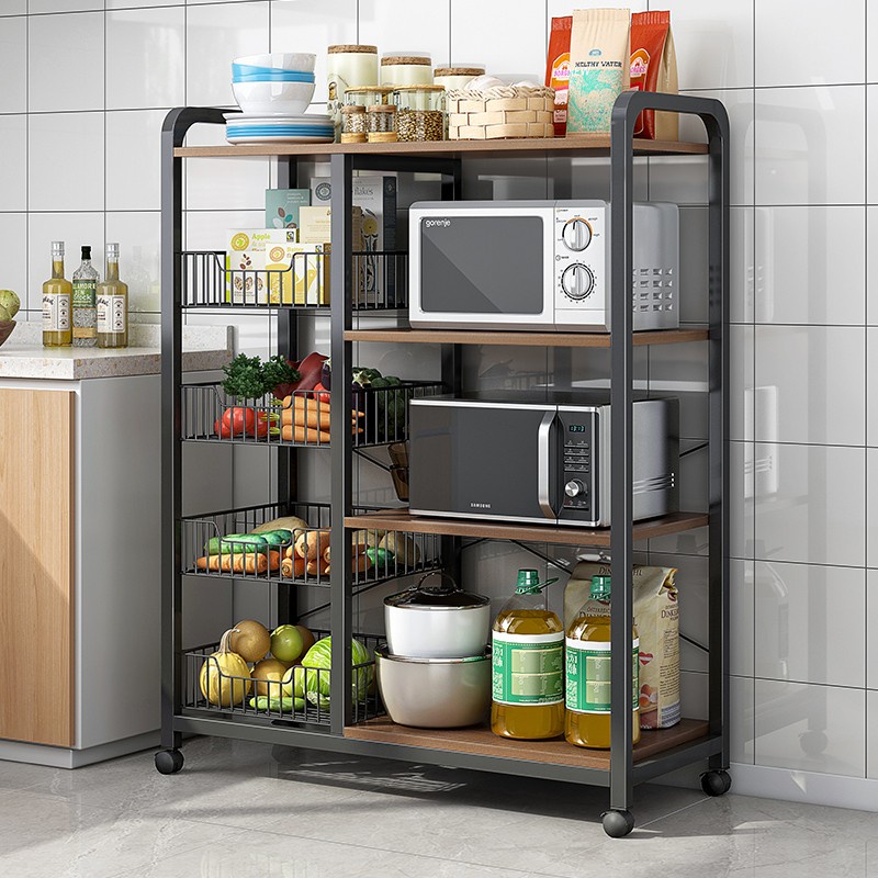 Kitchen Rack Organizer Shelf with Wheels 3/4 layers Kitchen Rack Steel ...