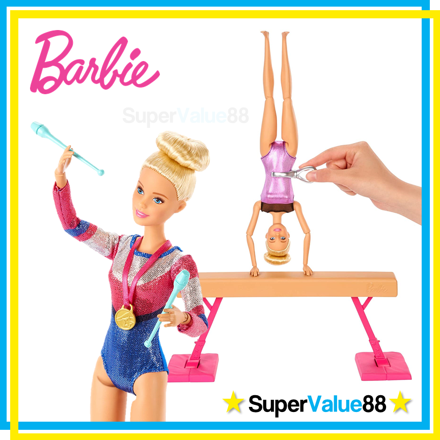 Barbie Gymnastics Doll And Playset With Twirling Feature, Balance Beam, 15 Accessories