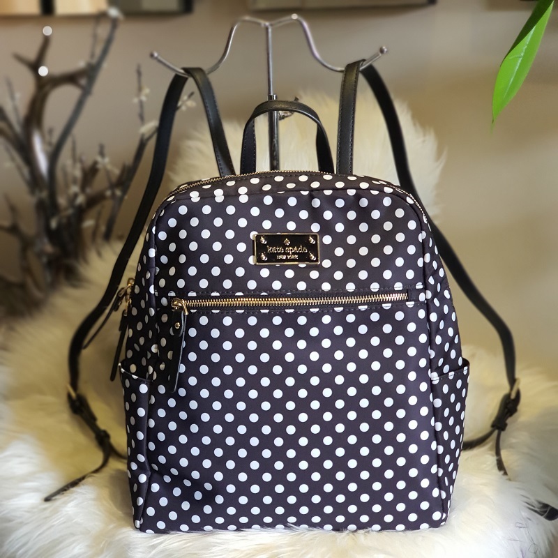 Kate Spade Blake Avenue Nylon Hilo - Classic Backpack with Bar Logo and  Side Pocket in Polka Dots Black / White Print | Lazada PH