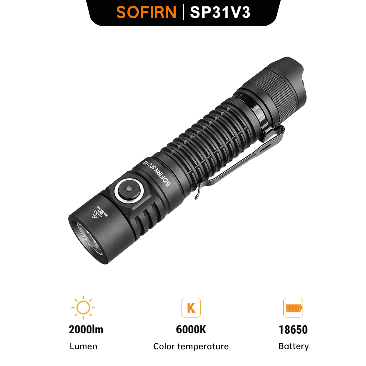 Sofirn SC33 Cree XHP70.3 HI LED Flashlight 5200lm Powerful 21700 USB C Rechargeable Torch with Tail E-switch | Singapore