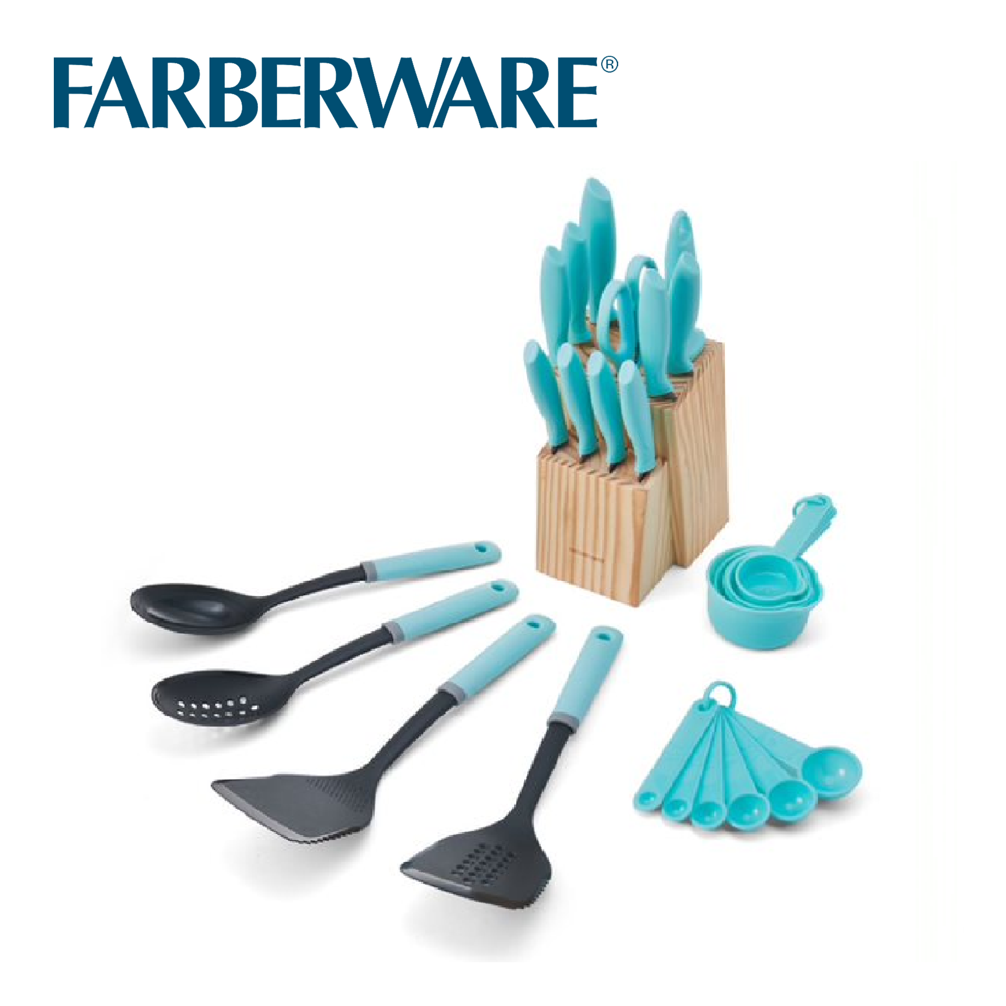 Farberware 11-piece Teal Rainbow Titanium Cutlery Set 