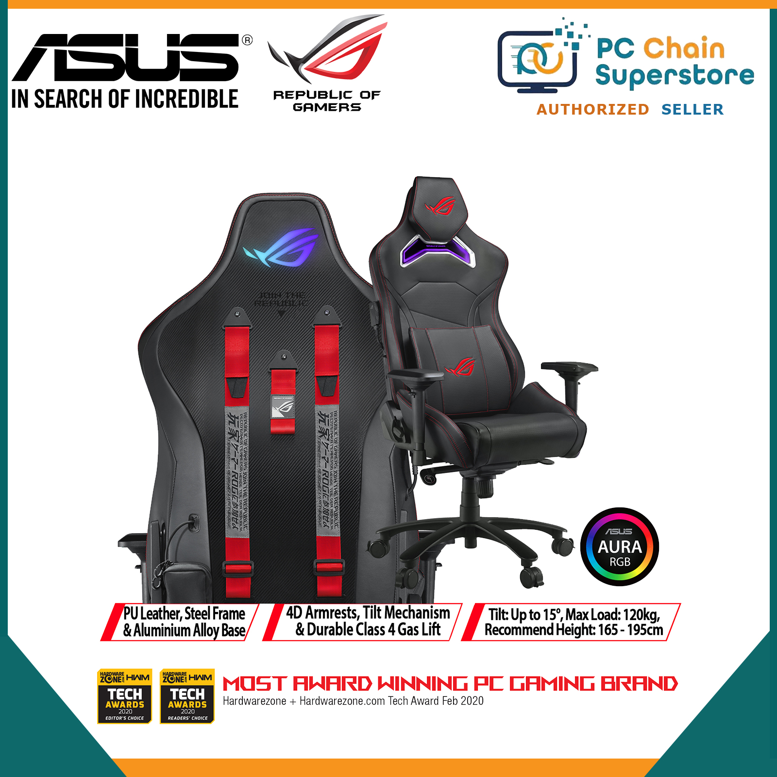 rog chariot gaming chair harga