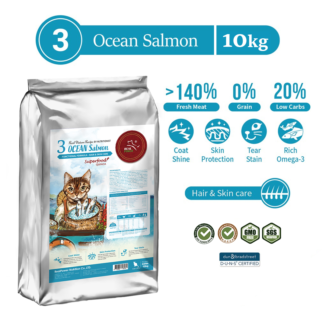 Real Power Holistic Cat Food for All Life Stages - Superfood Quinoa series (No.3 Ocean Salmon) 10kg