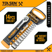 Tolsen 14Pcs Reversible Ratchet Socket Set, Industrial Series