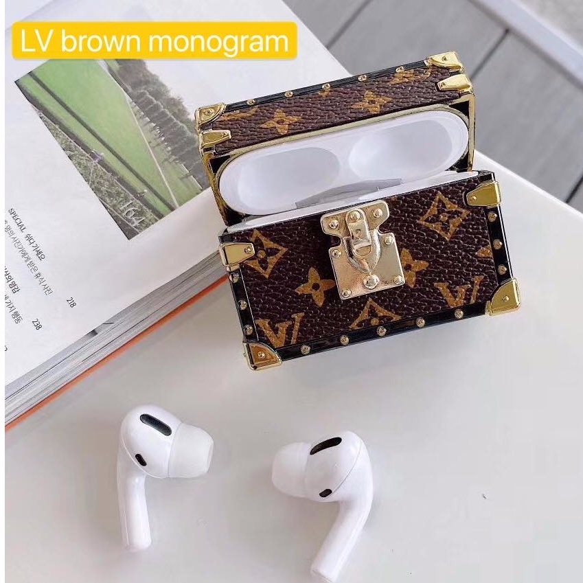 Airpods 3 Louis Vuitton Logo Leather Case - Black