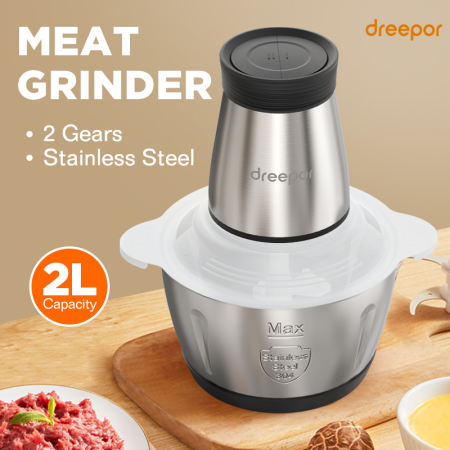 Dreepor Electric Meat Grinder - 2L Capacity, Fast & Multifunctional