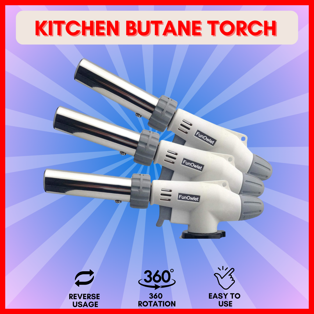 Butane Torch Culinary Lighter for Creme Brulee, BBQ, Baking, Jewelry. Adjustable Flame, Safe, Easy to Use