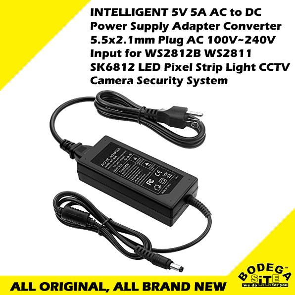 ALITOVE 5V 5A AC to DC Power Supply Adapter Converter 5.5x2.1mm Plug AC 100V~240V Input for WS2812B WS2811 SK6812 LED Pixel Strip Light CCTV Camera Security System 