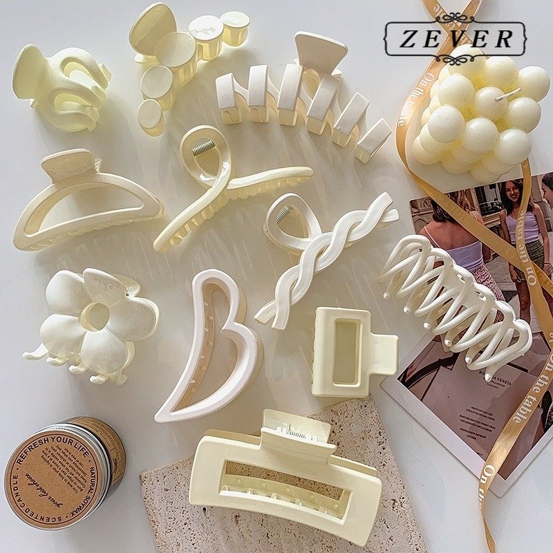 Kẹp tóc càng cua ZEVER chất liệu nhựa acrylic màu trắng sữa phong cách Hàn Quốc thời trang-INTL