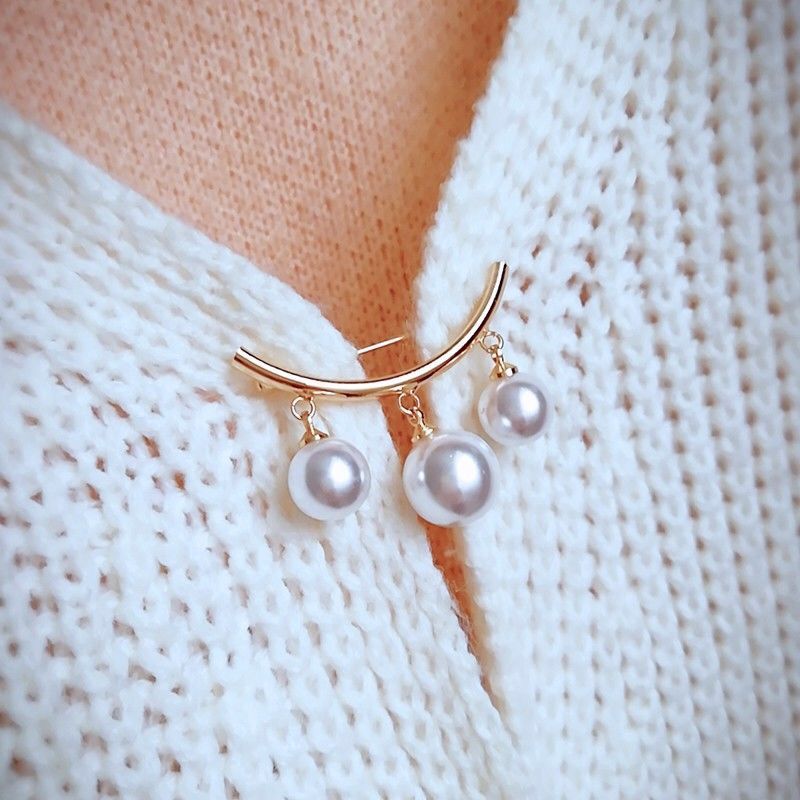 Artificial Pearl Brooch Pins Anti-Exposure Neckline Safety Pins Sweater Shawl Clips for Women Girls Wedding Party Decorations A1 