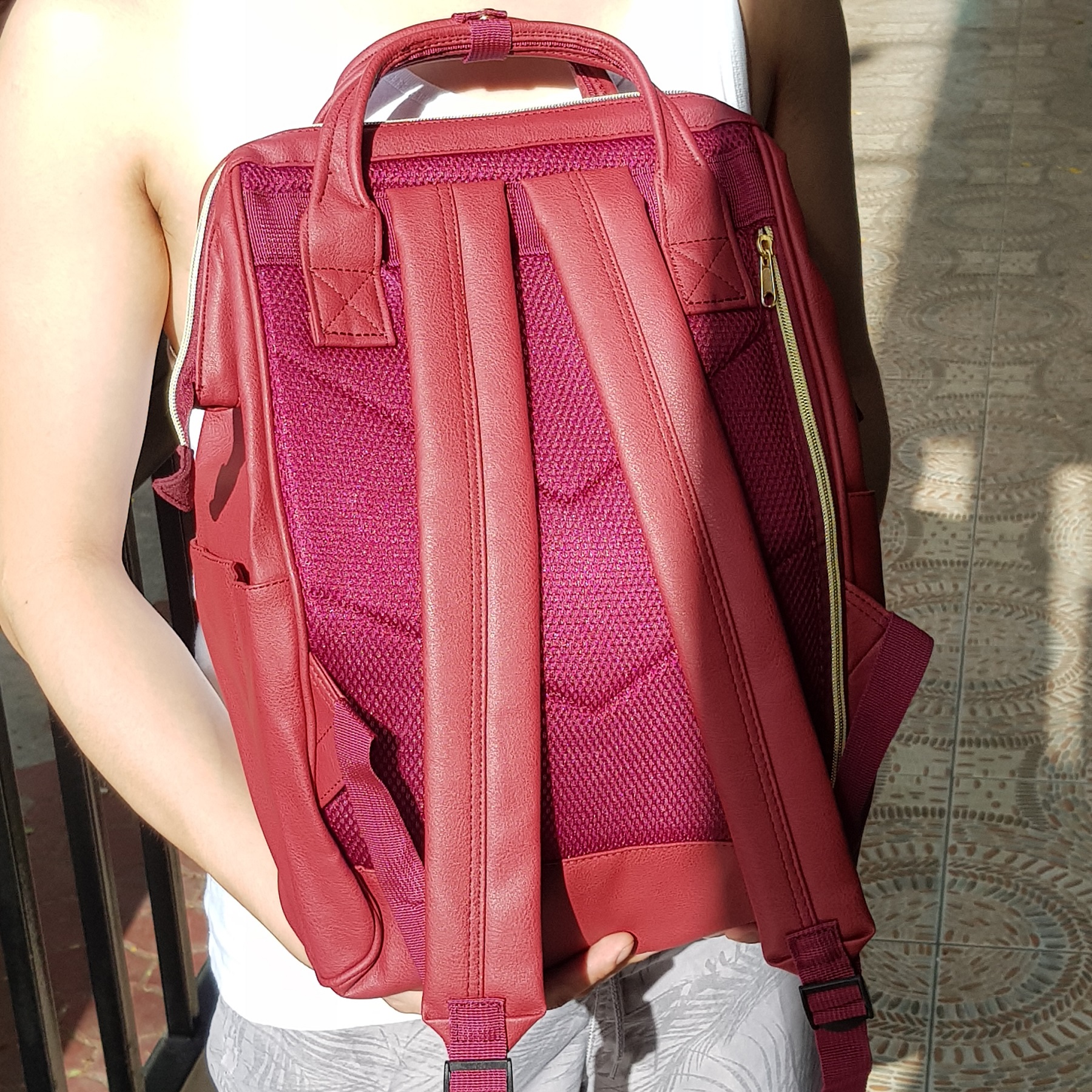 anello Japan Vegan Faux Synthetic Leather Backpack, **rare RED