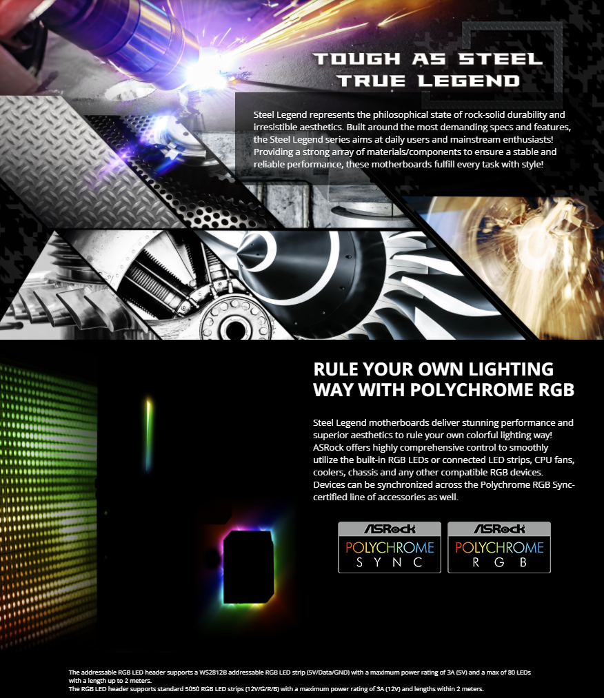 ASRock B450 Steel Legend 5000 Series Ready A-RGB AM4 AMD Promontory B450 SATA 6Gb/s ATX AMD Motherboard