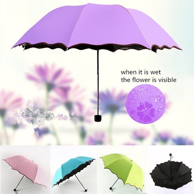 Lazada Philippines - Celina Home Textiles Random Color Magic Blossom Flowers Cute Umbrella with UV protection AS484
