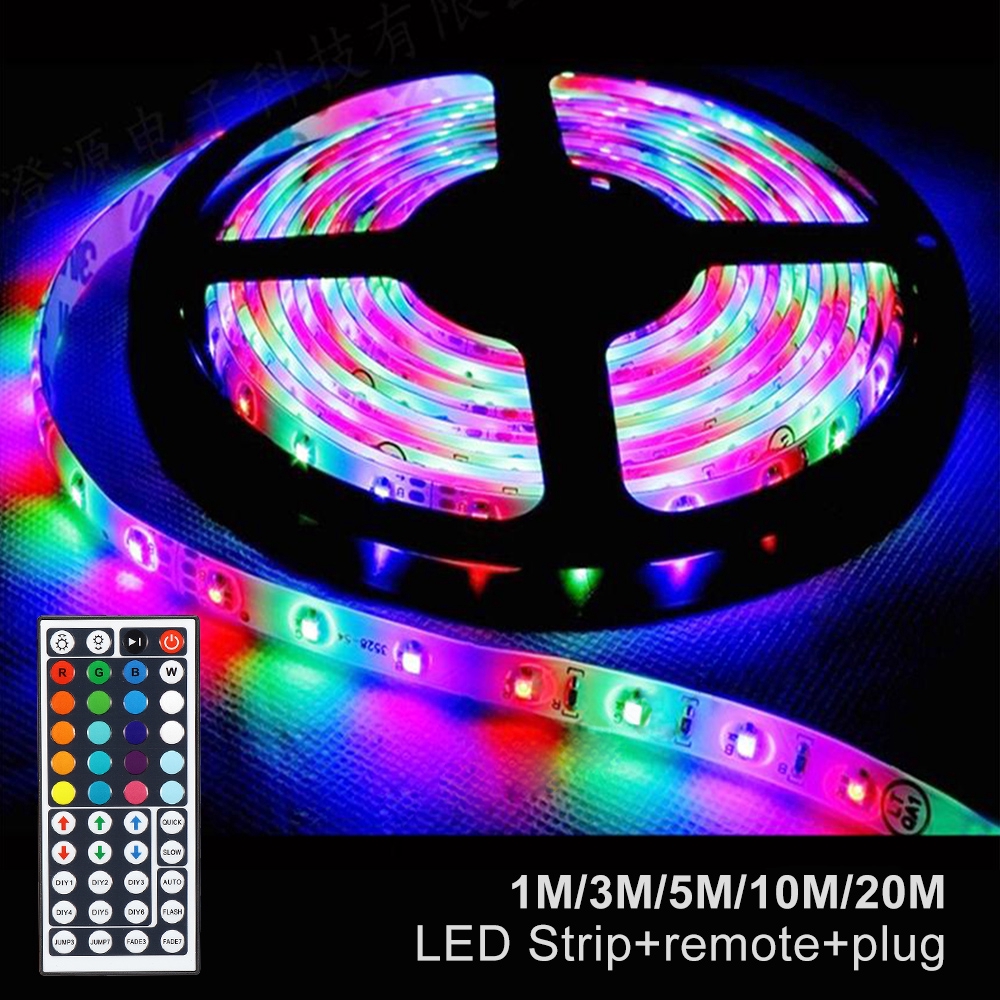 RGB LED Strip Light with Remote Control and Power Adapter