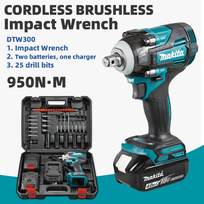 Makita Dtw300 Heavy Duty 18V Brushless Impact Wrench W/2 Li-Ion