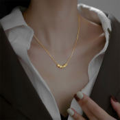 18K Gold Lucky Bead Necklace - Elegant Women's Fashion Jewelry
